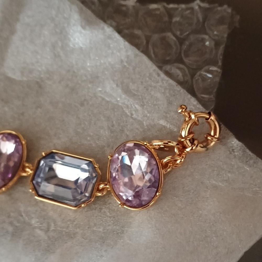Talbots Gold-Tone Bracelet with Lavender and Lilac Stones - Picture 6 of 9